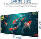 Large Mouse Pad Koi Fish Gaming Desk Pad Computer Keyboard Non-Slip Waterproof - Image 3