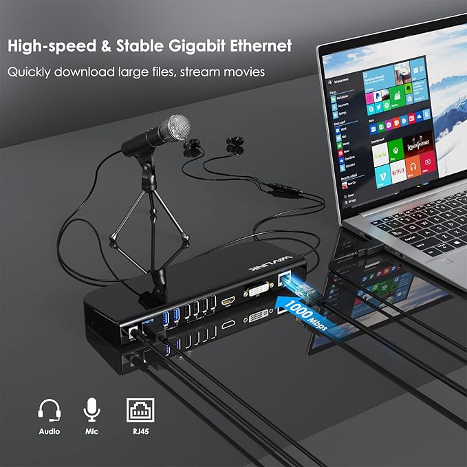 WAVLINK USB Laptop Docking Station Dual Monitors, DisplayLink Computer Dock - Image 7