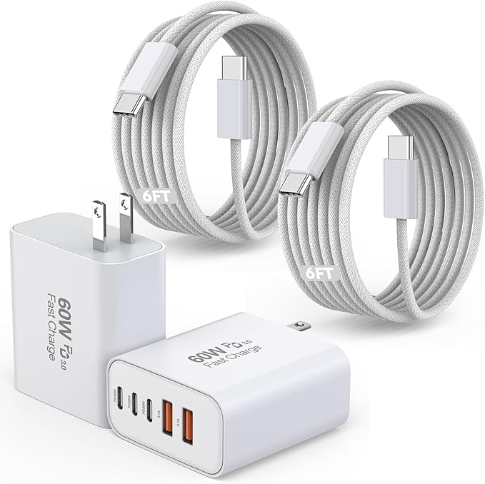 iPhone 16 Fast Charger Block, 2 Pack 60W USB Charging Block 5-Port Charge by Articona