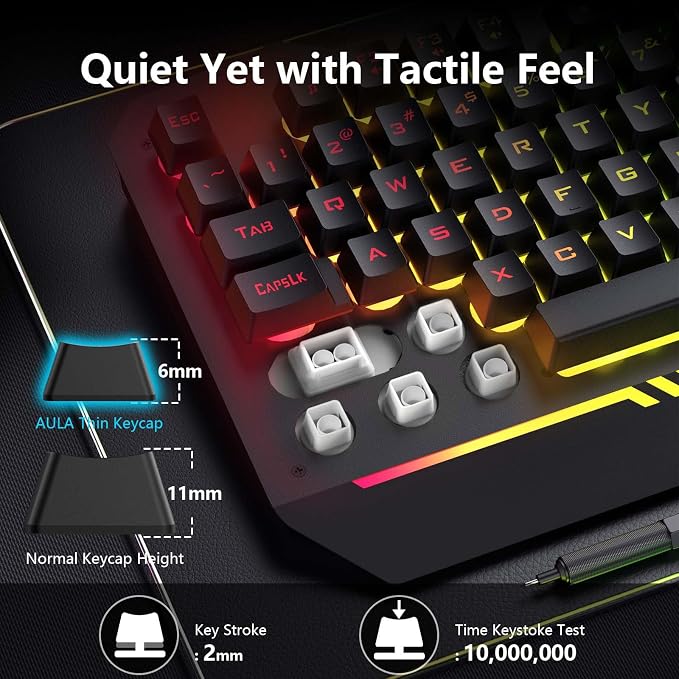 AULA Gaming Keyboard, T102 104 Keys Gaming Keyboard and Mouse Combo - Image 5