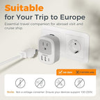 2 Pack European Travel Plug Adapter, TESSAN US to Europe Plug Adapter - Image 5