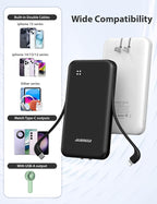 Alongza Portable Charger Built-in Cables and AC Wall Plug, Slim Fast Charging - Image 4