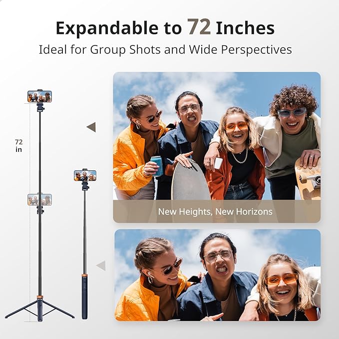 Sensyne 72" Phone Tripod, Extendable Selfie Stick - Image 3
