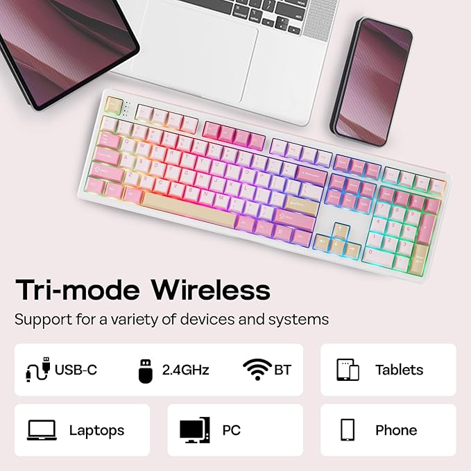 EPOMAKER TH108 Full Size Mechanical Keyboard, Wireless Gaming Keyboard - Image 5