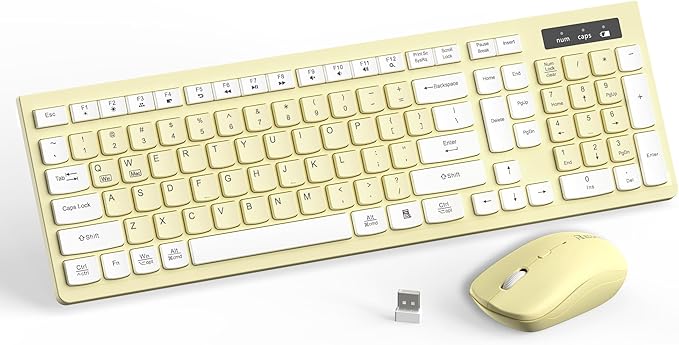 Wireless Keyboard and Mouse Combo, Full-Sized Wireless Keyboard and Adjustable by RECCAZR