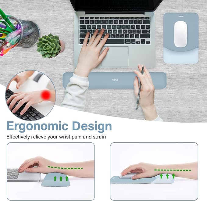 MOSISO Wrist Rest Support for Mouse Pad&Keyboard Set, Rectangular Ergonomic - Image 2