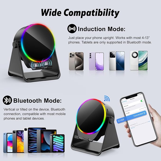 Wireless Induction Speaker- 4 in1 Bluetooth Speaker Phone Stand - Image 3
