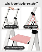 Taranta 3 Step Ladder, Lightweight Aluminum Step Stool - Image 3