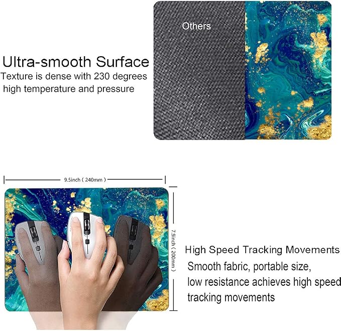 Green Blue Marble Mouse Pad, Gaming Creativity Custom Non-Slip Rubber Base Cute - Image 3