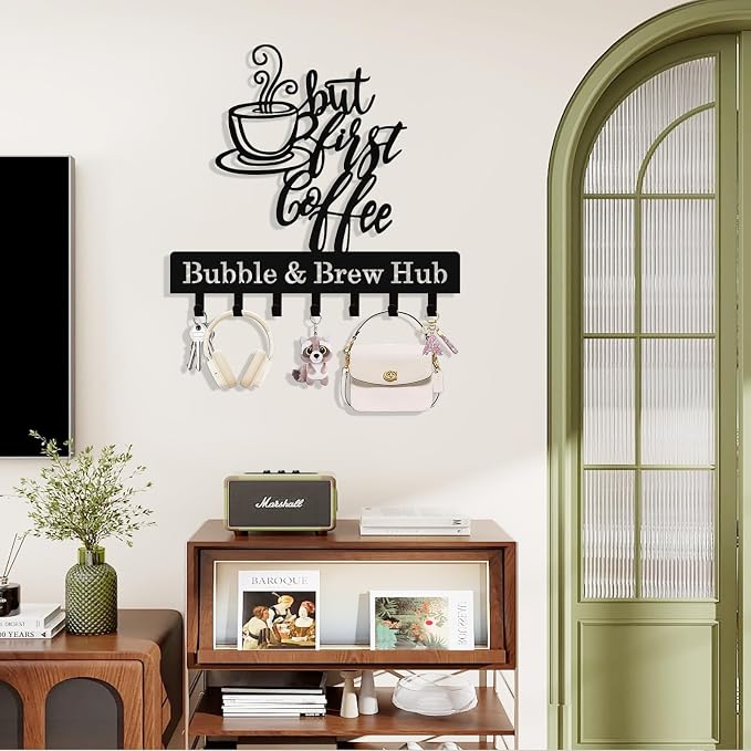 Personalized Coffee Key Holder Wall Mount, Custom Metal Key Rack Key Holder - Image 2