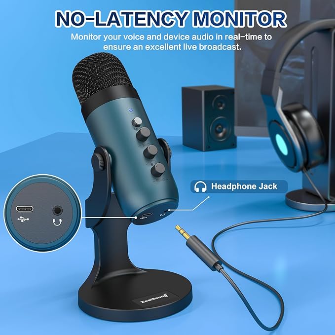 ZealSound Podcast Microphone for PC, Noise Cancellation USB Mic - Image 4
