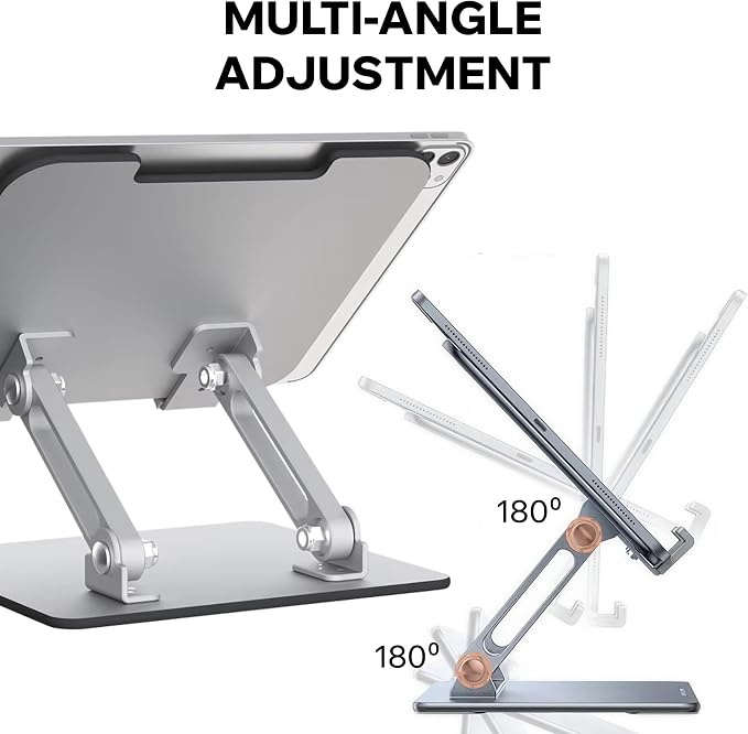 Foldable Aluminum Tablet & Phone Stand — Adjustable Height & Angle, Portable - Image 6