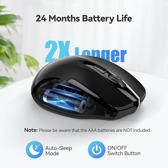 TECKNET Wireless Mouse, 2.4G Ergonomic Optical Mouse, Computer Mouse - Image 6