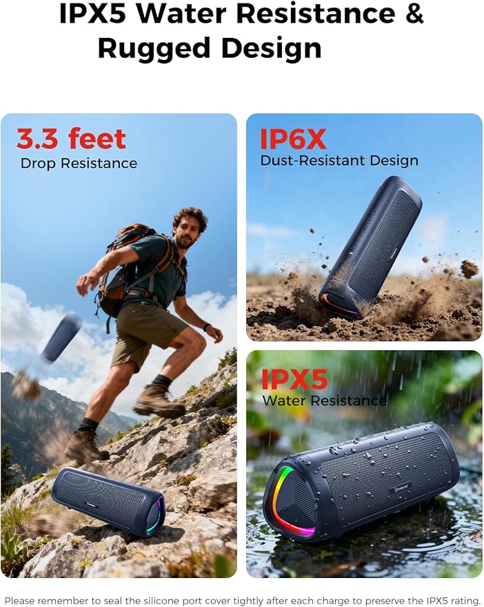 Bluetooth Speaker, 20W HD Sound, Portable Wireless, IPX5 Waterproof, - Image 4
