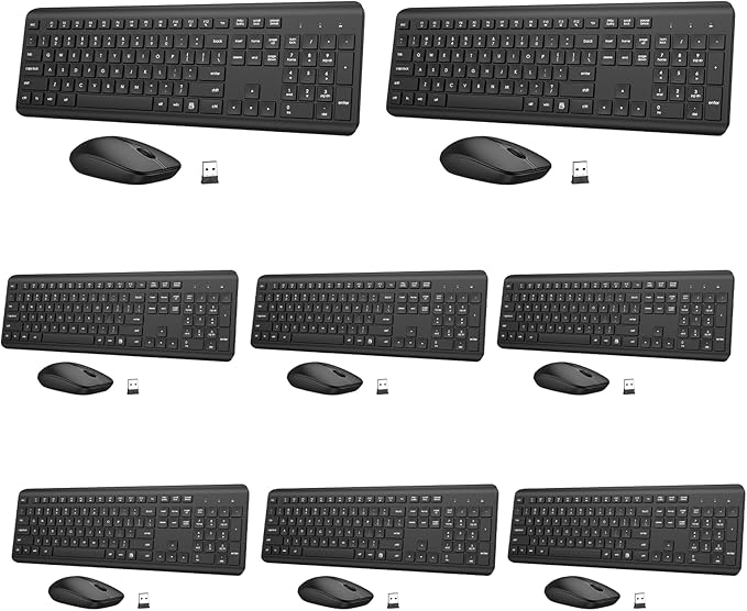 Wireless Keyboard and Mouse Combo, Full-Size Silent Ergonomic Keyboard and by QUASIO