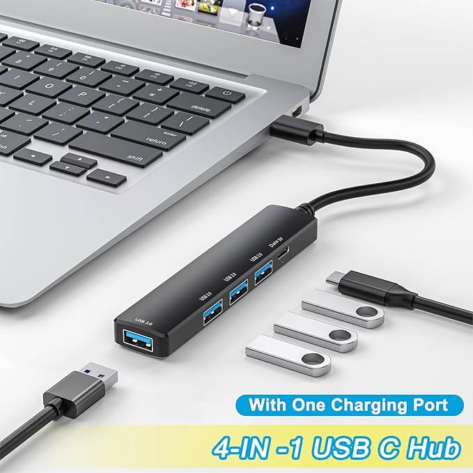 USB C Hub with USB C Powered/Data Port, USB Extender - Image 2