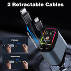 Starlight Retractable Car Charger, 66W Fast Car Chargers Adapter 4 in 1 - Image 2
