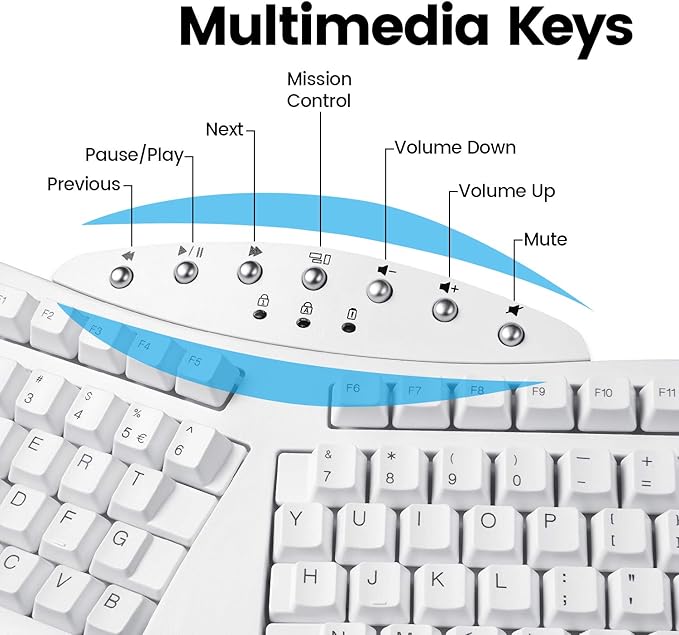 Perixx Periboard-612 Wireless Ergonomic USB Split Keyboard, US English Layout - Image 5