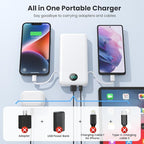 Portable Charger with Built-in Cables and AC Wall Plug 13800mAh, LCD Display - Image 8