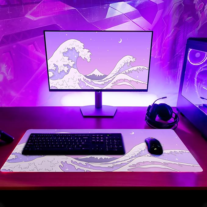 Purple Japanese Sea Wave Gaming Mouse Pad - Image 6