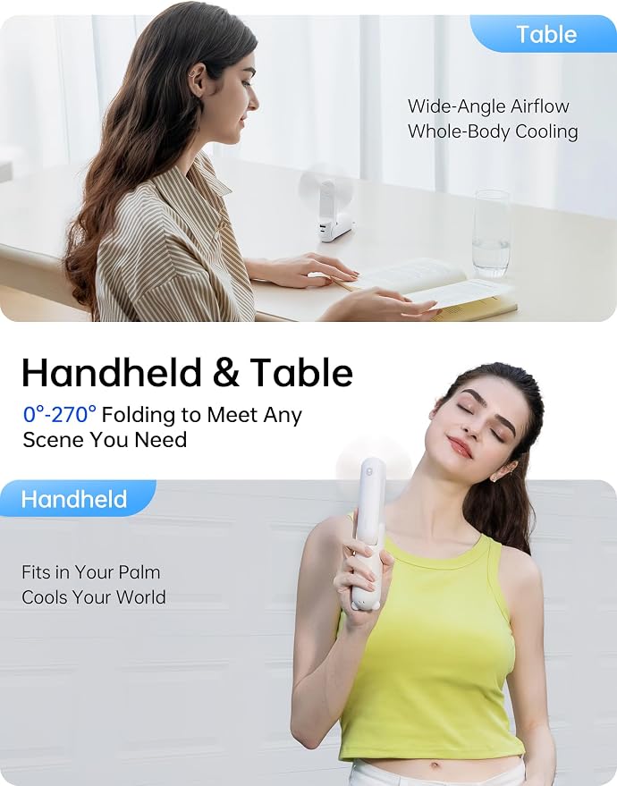 JISULIFE Handheld Fan with 4500 mAh Powerbank Max 37 Hours Runtime, Pocket - Image 4