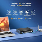 8 Port 2.5G PoE Switch Unmanaged, VIMIN 10x 2.5G Base-T PoE Switch, 2X 10G SFP - Image 2