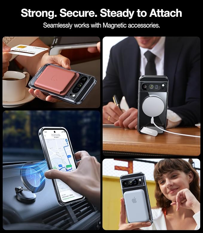 TORRAS Magnetic & Stand for Google Pixel 9 Pro XL Case Clear, Fit for MagSafe - Image 3