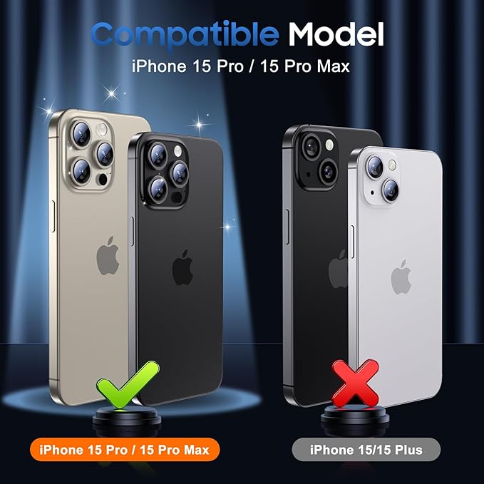 UniqueMe for 3 Pack iPhone 15 Pro/iPhone 15 Pro Max Camera Lens Protector - Image 7