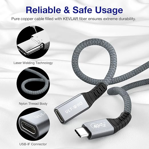USB4 Extension Cable 2.62Ft, Thunderbolt 3 & 4 Extension Cable, USB C 4.0 - Image 7