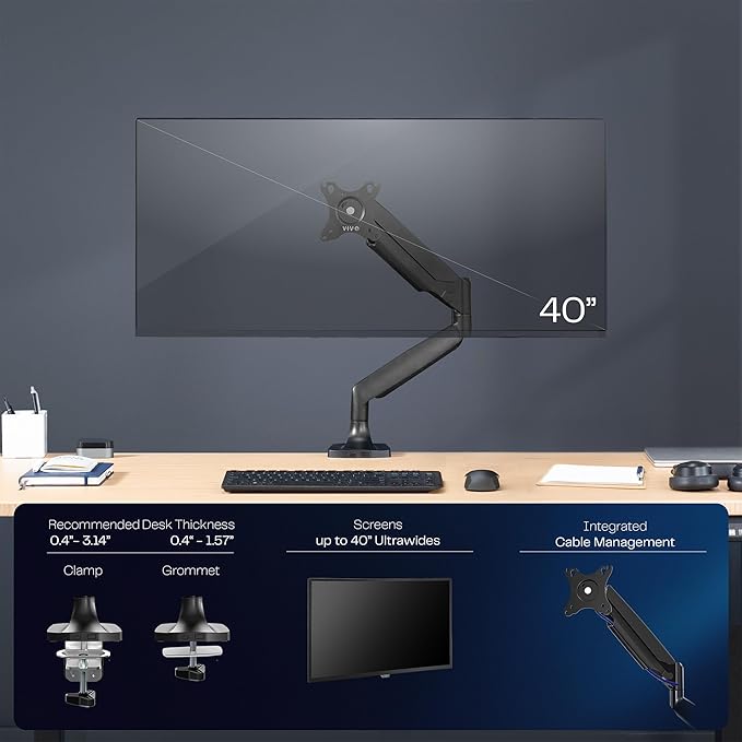 VIVO Premium Aluminum Heavy Duty Single Monitor Arm - Image 4