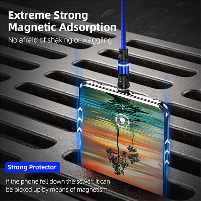 Magnetic Charging Cable 540° Rotation 3A Fast Charging Data Sync 3 in 1 - Image 3