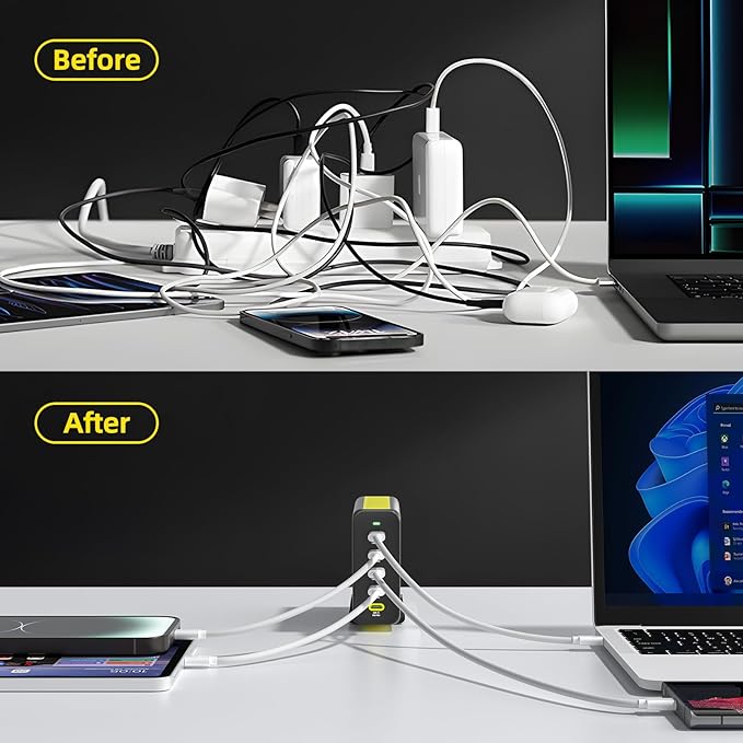 HUNDA 300W USB C Charger GaN Charging Station Desktop 5 Ports PD 100W Fast - Image 7