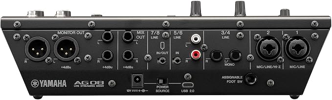 Yamaha AG08 Black 8-Channel Live Streaming Loopback Mixer/USB Interface - Image 4