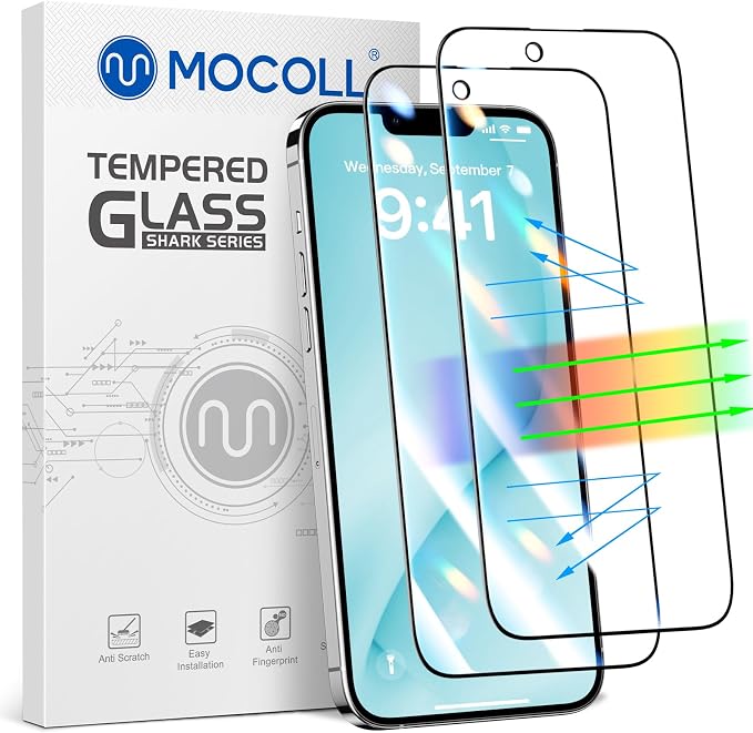 MOCOLL 2PCS for iPhone 14 Screen Protector 6.1 inch Anti Blue Light HD Clear by MOCOLL