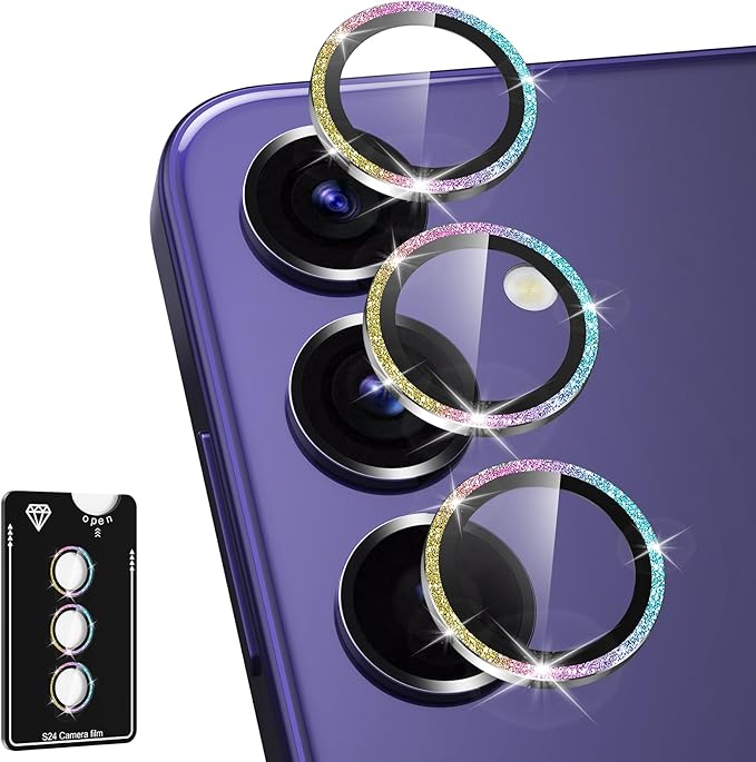 for Samsung Galaxy S24 Camera Lens Protector, Individual Metal Ring Tempered by Btscase