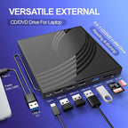 External CD/DVD Drive for Laptop, Ultra Slim CD Burner USB 3.0 Hub - Image 5
