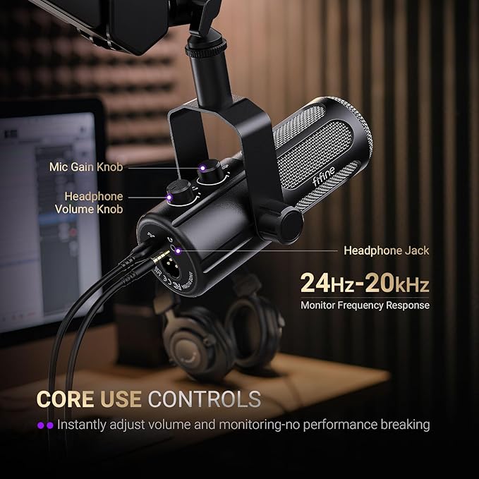 FIFINE Podcast Microphone, USB/XLR Vocal Dynamic Microphone - Image 6