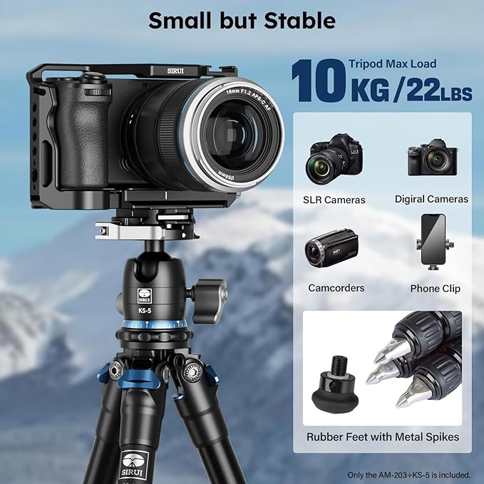 SIRUI Mini Tripod with 360° Panoramic Ball Head, Tabletop Travel Tripod - Image 7