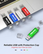 ABLAZE 8GB Type C Flash Drive 10 Pack, Dual USB 2.0+USB C Memory Stick Thumb - Image 6