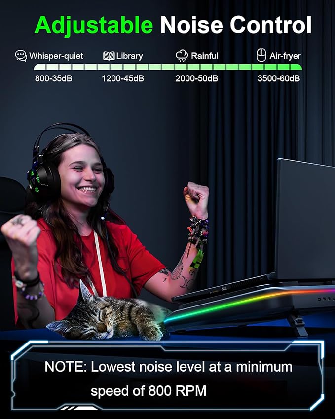 MOUNT PRO Gaming Laptop Cooling Pad, RGB Laptop Cooler Stand - Image 8