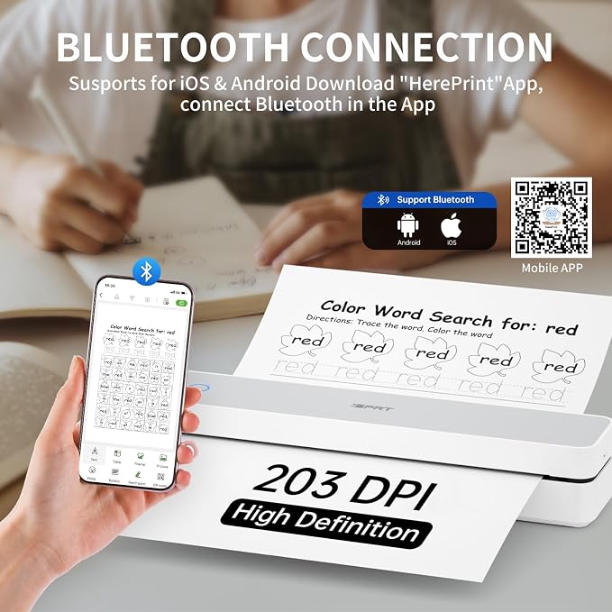 iDPRT Portable Thermal Printer, 203DPI Wireless Bluetooth Small Printers - Image 2