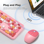 KNOWSQT Wireless Keyboard and Mouse Combo, Pale Pink Full-Sized 2.4G Silent - Image 2