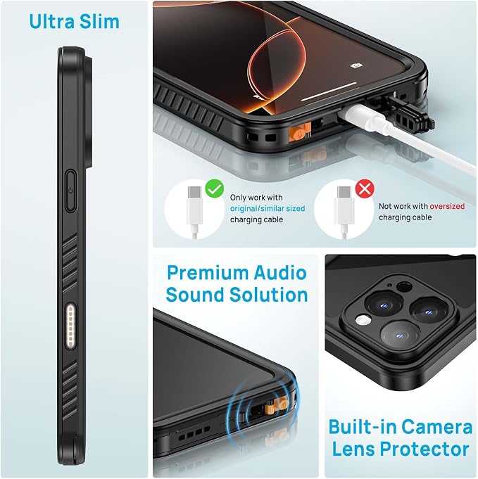 Lanhiem Magnetic for iPhone 16 Pro Max Case, Waterproof Dustproof Cover - Image 5