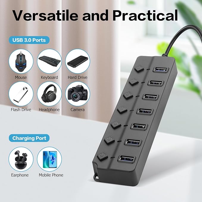 90 Degree USB Hub Splitter YACSEJAO USB 2.0 Data Hub - Image 7