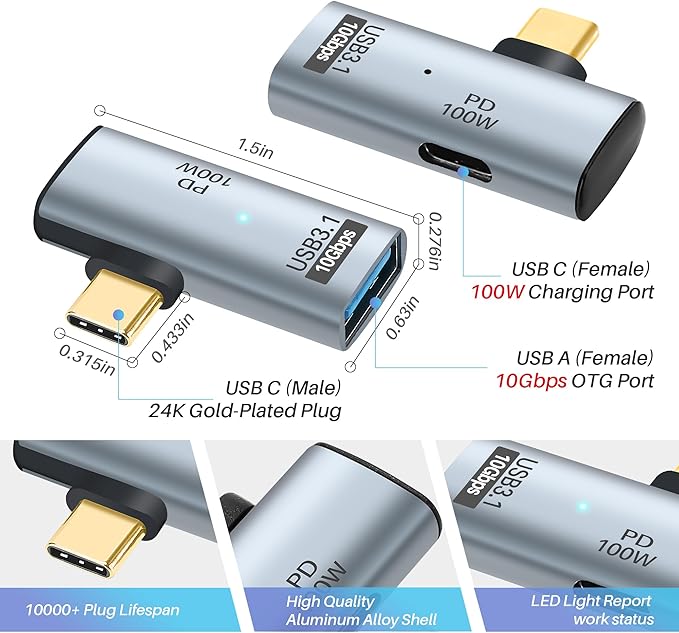 2-in-1 USB C 3.1 to USB 3.0 10Gbps Adapter - Image 2