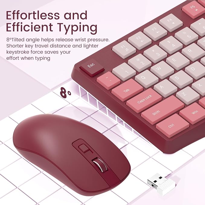 Wireless Keyboard and Mouse Combo, Lovaky 2.4G Full-Sized Ergonomic Keyboard - Image 2