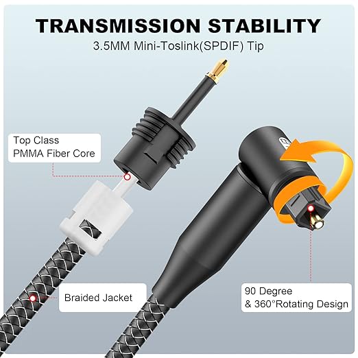 EMK Premium 90° Toslink to Mini Toslink Cable - Image 5