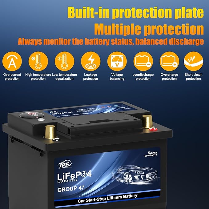 TPE Car Start-Stop Lithium Battery BCI Group47 LiFePO4 Lithium-ion Car Battery - Image 3