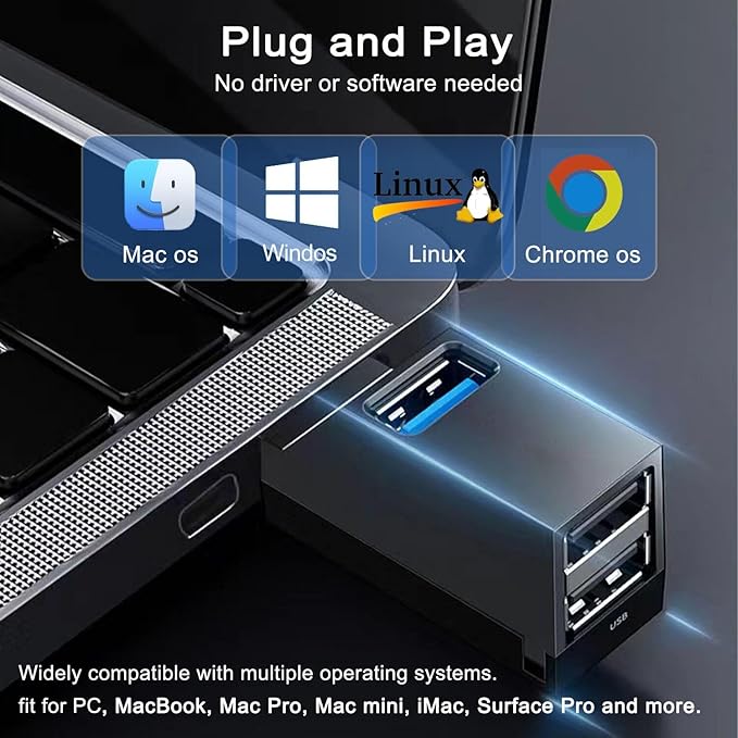 USB 3.0 Hub, VIENON 3-Port Portable USB Expander USB Splitter - Image 4