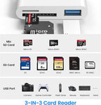 SD Card Reader for iPhone iPad Mac, USB-C & Lightning & USB-A 3-in-1 MicroSD/SD - Image 2